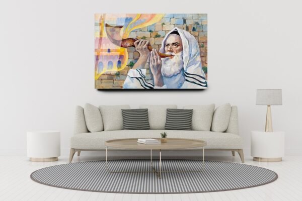 The Feast of Trumpets | Acrylic glass wall art | Jewish painting | Judaica wall art | King David | Contemporary wall art | Printed Painting - Image 3