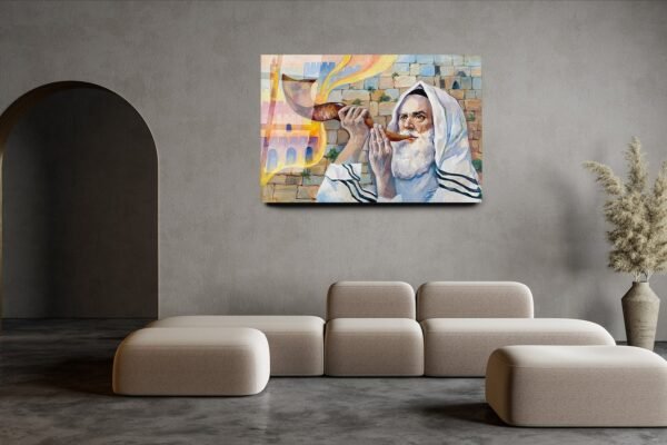 The Feast of Trumpets | Acrylic glass wall art | Jewish painting | Judaica wall art | King David | Contemporary wall art | Printed Painting - Image 4