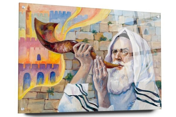 The Feast of Trumpets | Acrylic glass wall art | Jewish painting | Judaica wall art | King David | Contemporary wall art | Printed Painting